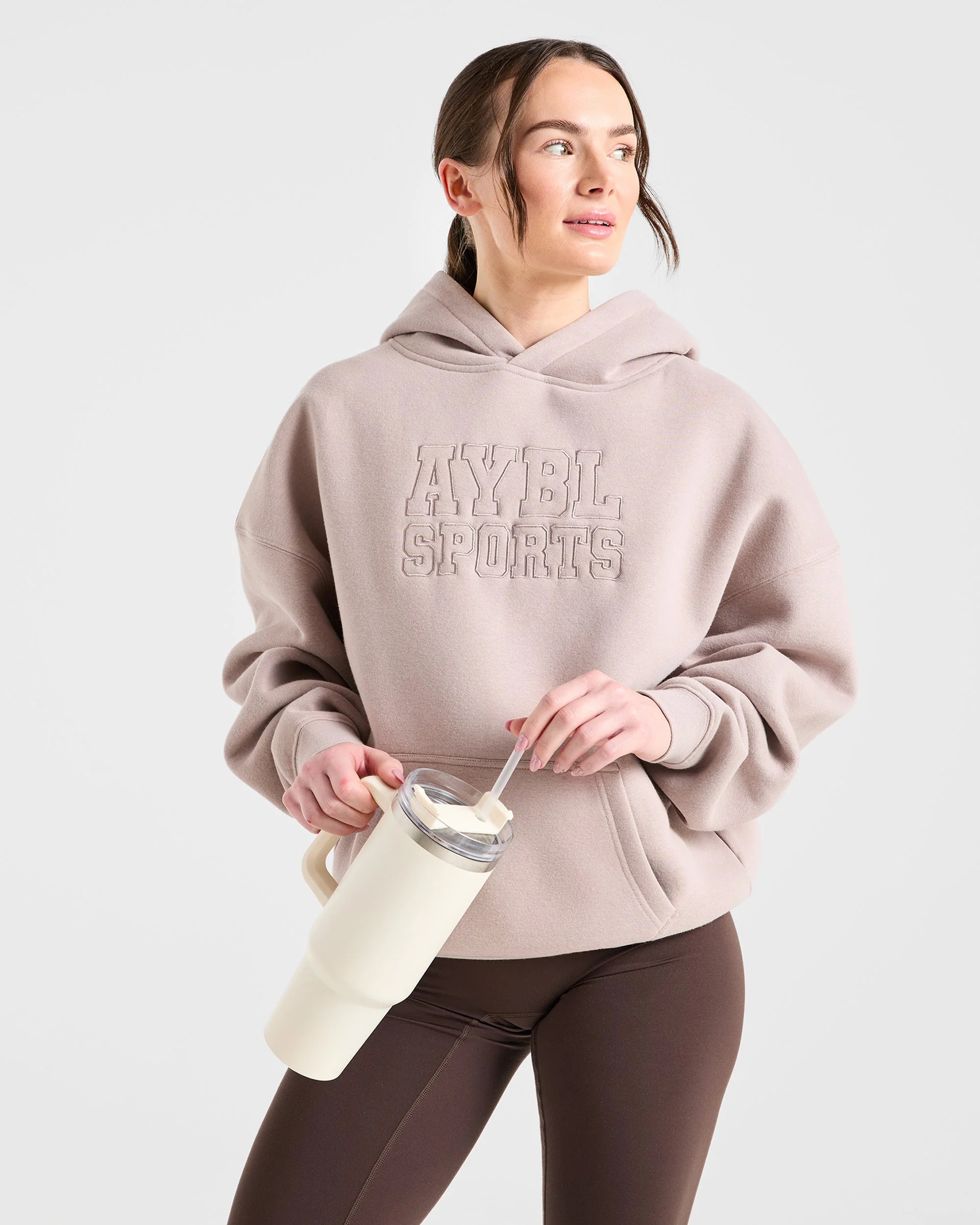 Sport Outline Oversized Hoodie - Pebble Grijs - Image 7