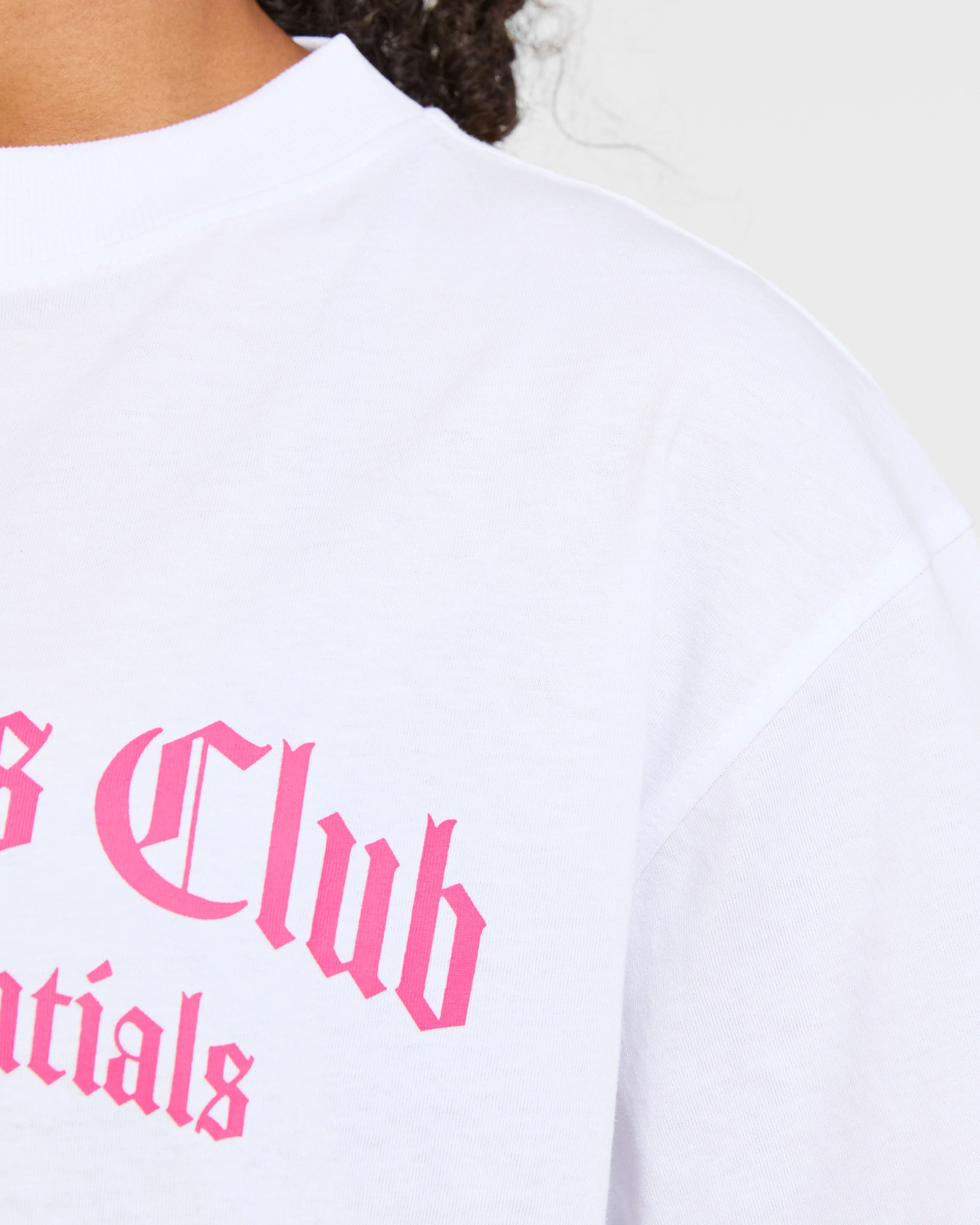 Sports Club Gothic Oversized T Shirt - Wit/Roze - Image 6
