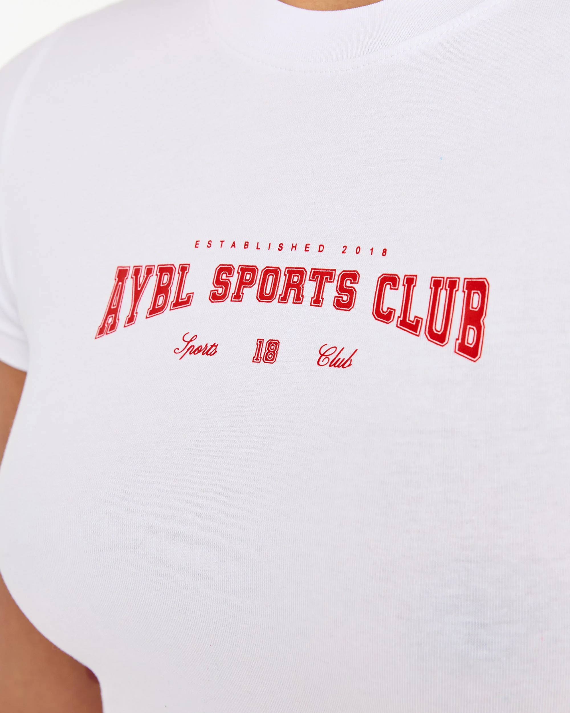 Sports Club Varsity Baby Tee - Wit/Rood - Image 6