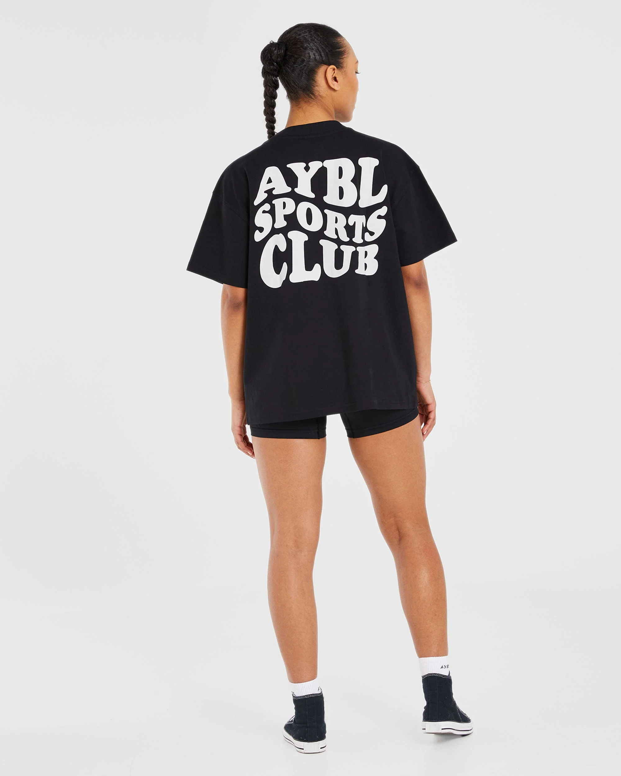 Sports Club Wavy Oversized T Shirt - Zwart - Image 3