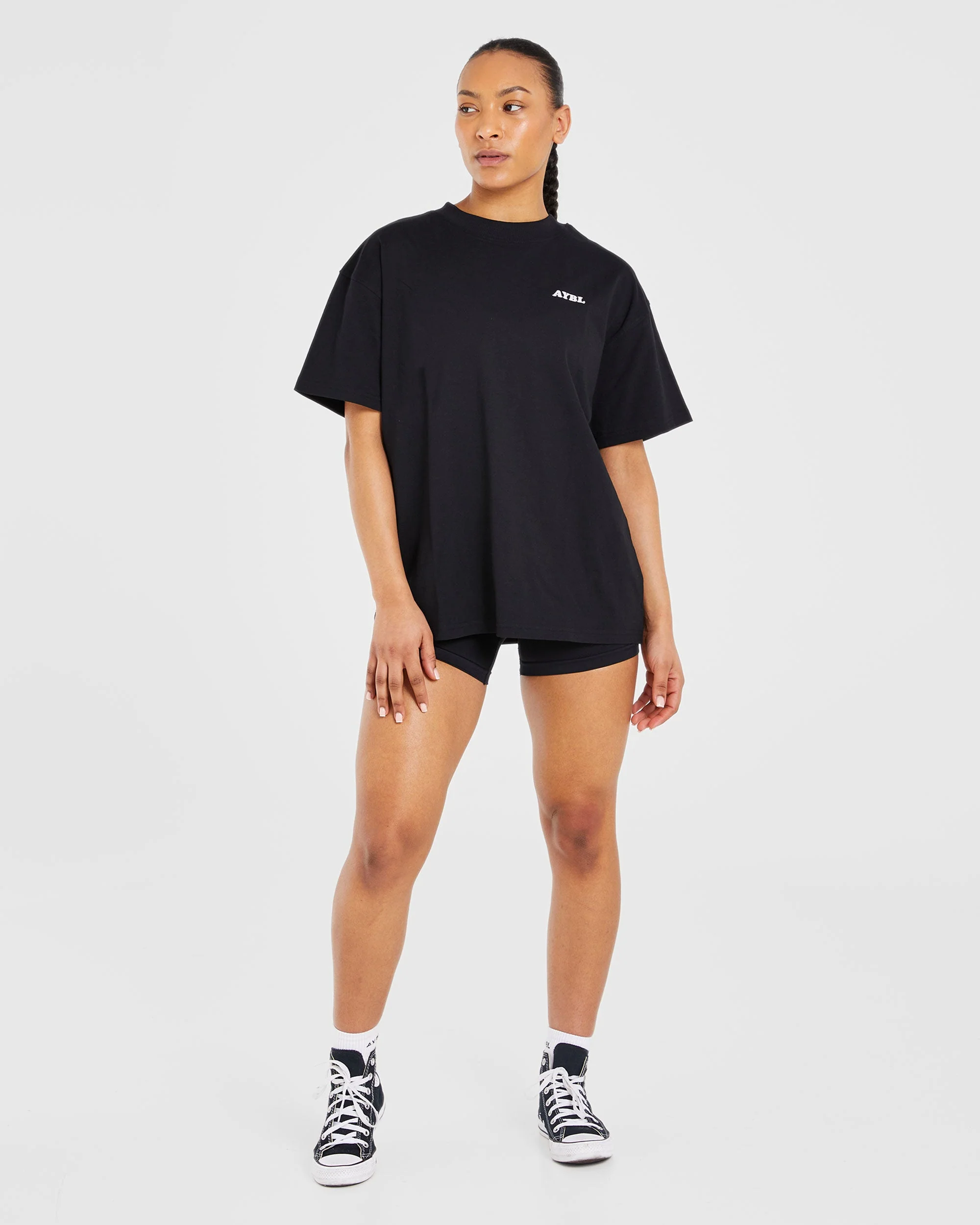 Sports Club Wavy Oversized T Shirt - Zwart - Image 4