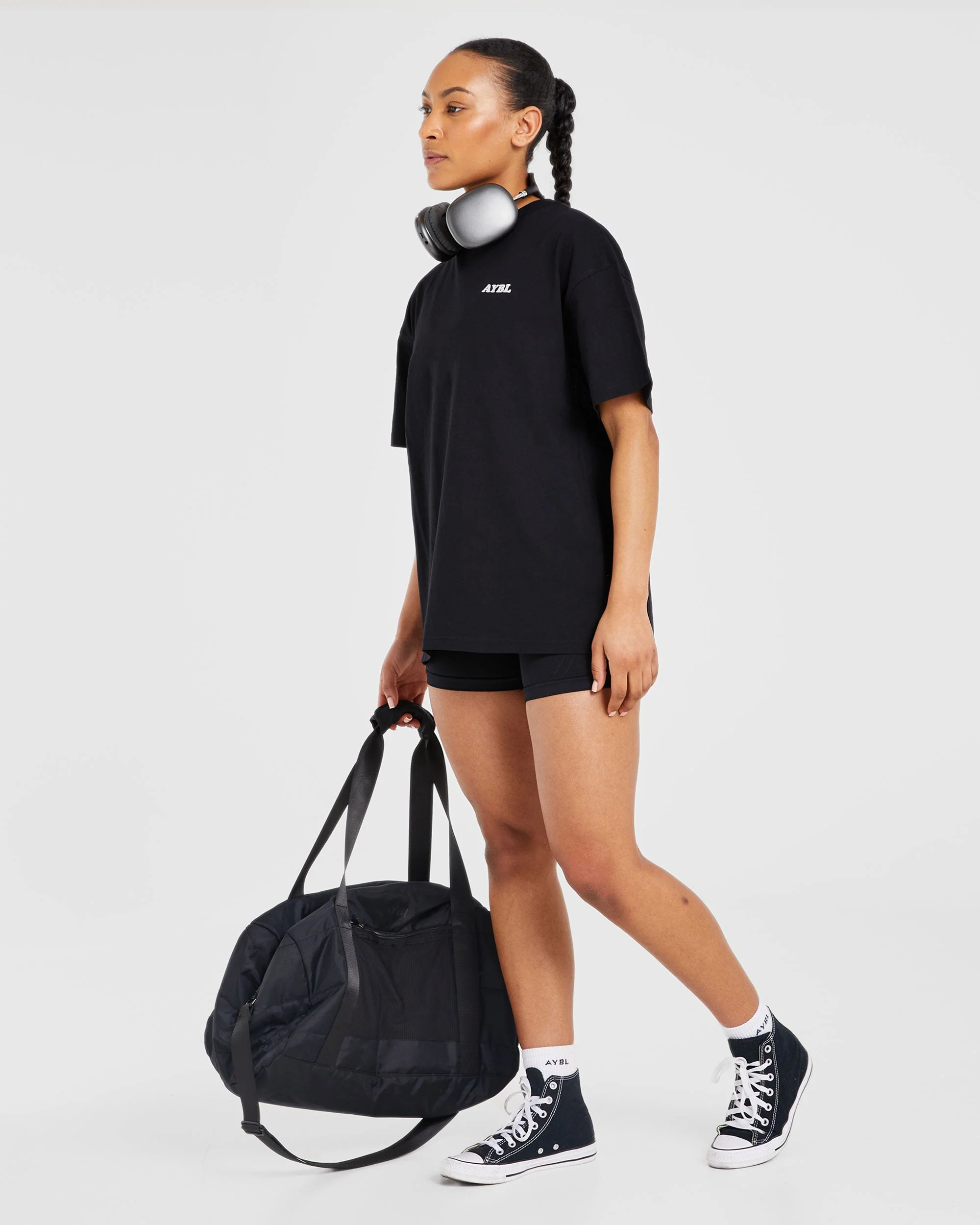 Sports Club Wavy Oversized T Shirt - Zwart - Image 7
