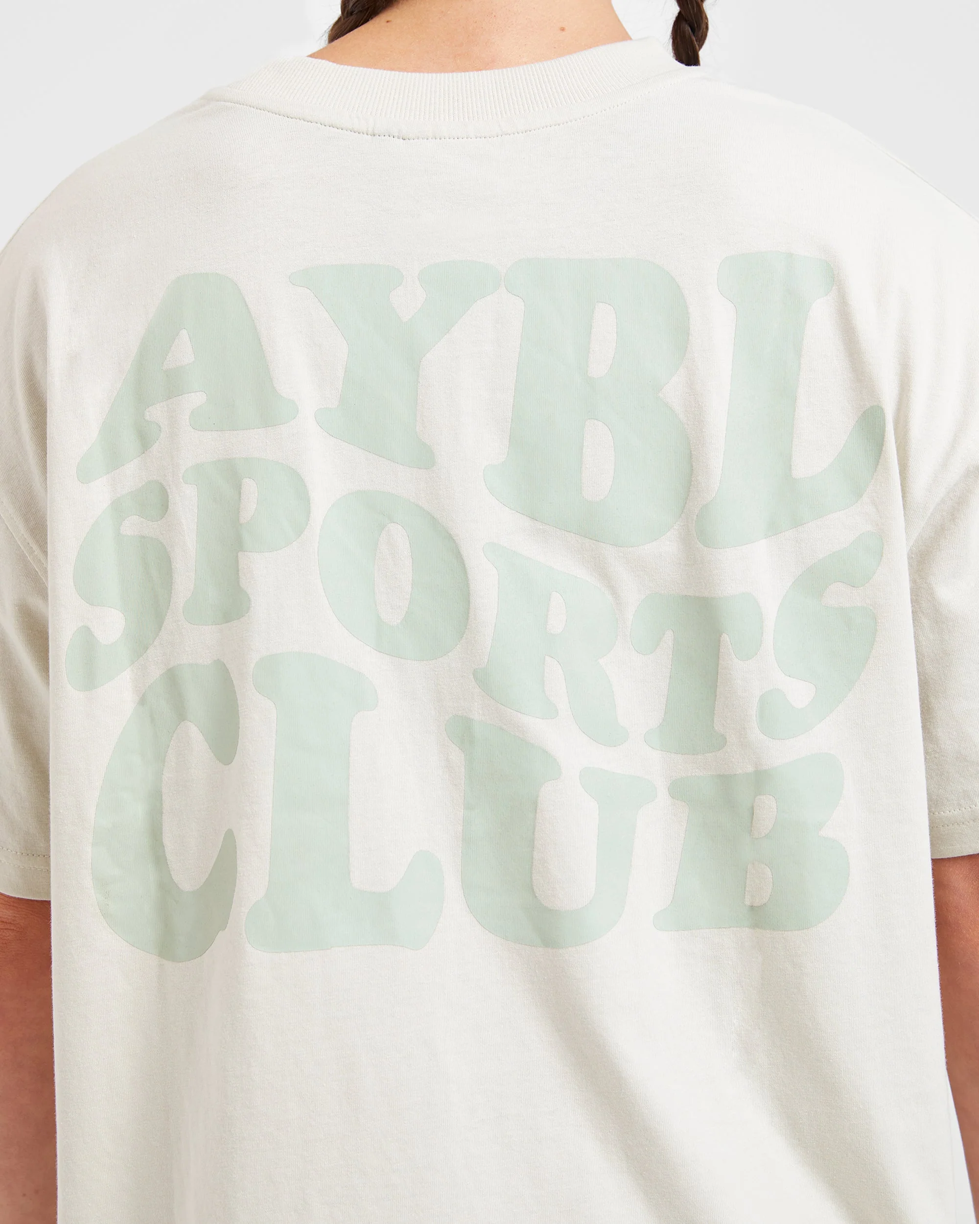 Sports Club Wavy Oversized T Shirt - Off Wit/Groen - Image 6