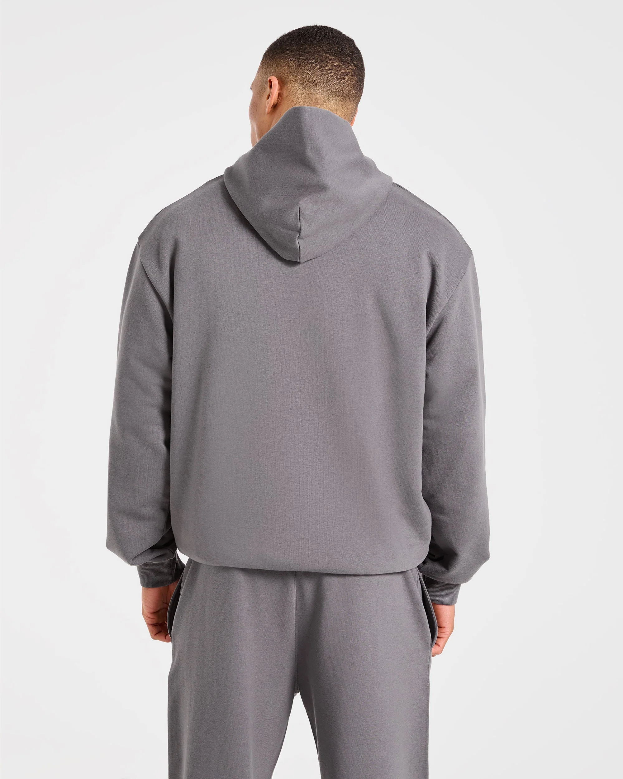 Strength Division Oversized Hoodie - Charcoal/Rood - Image 2