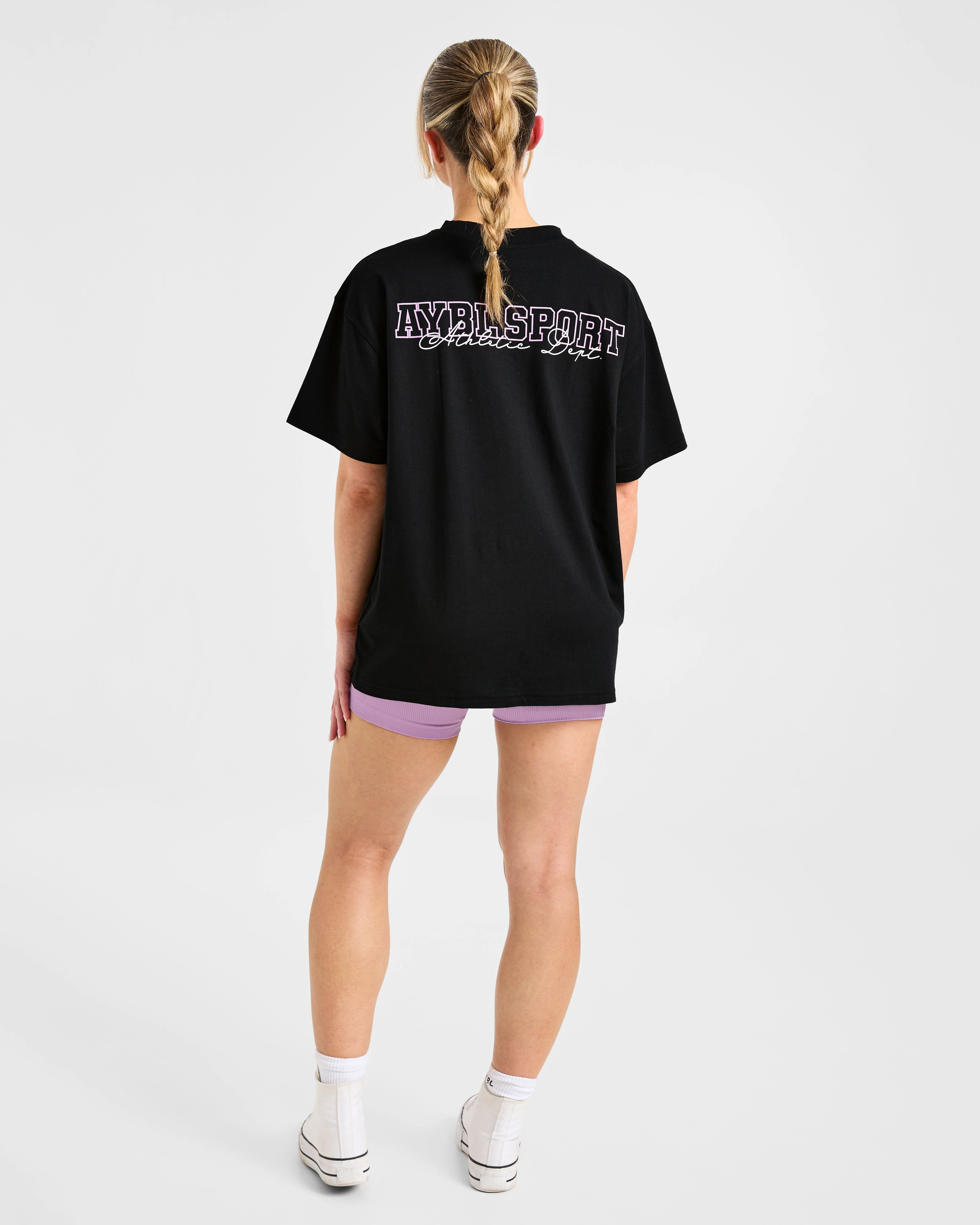 Varsity Dept. Oversized T Shirt - Zwart/Lilac - Image 4