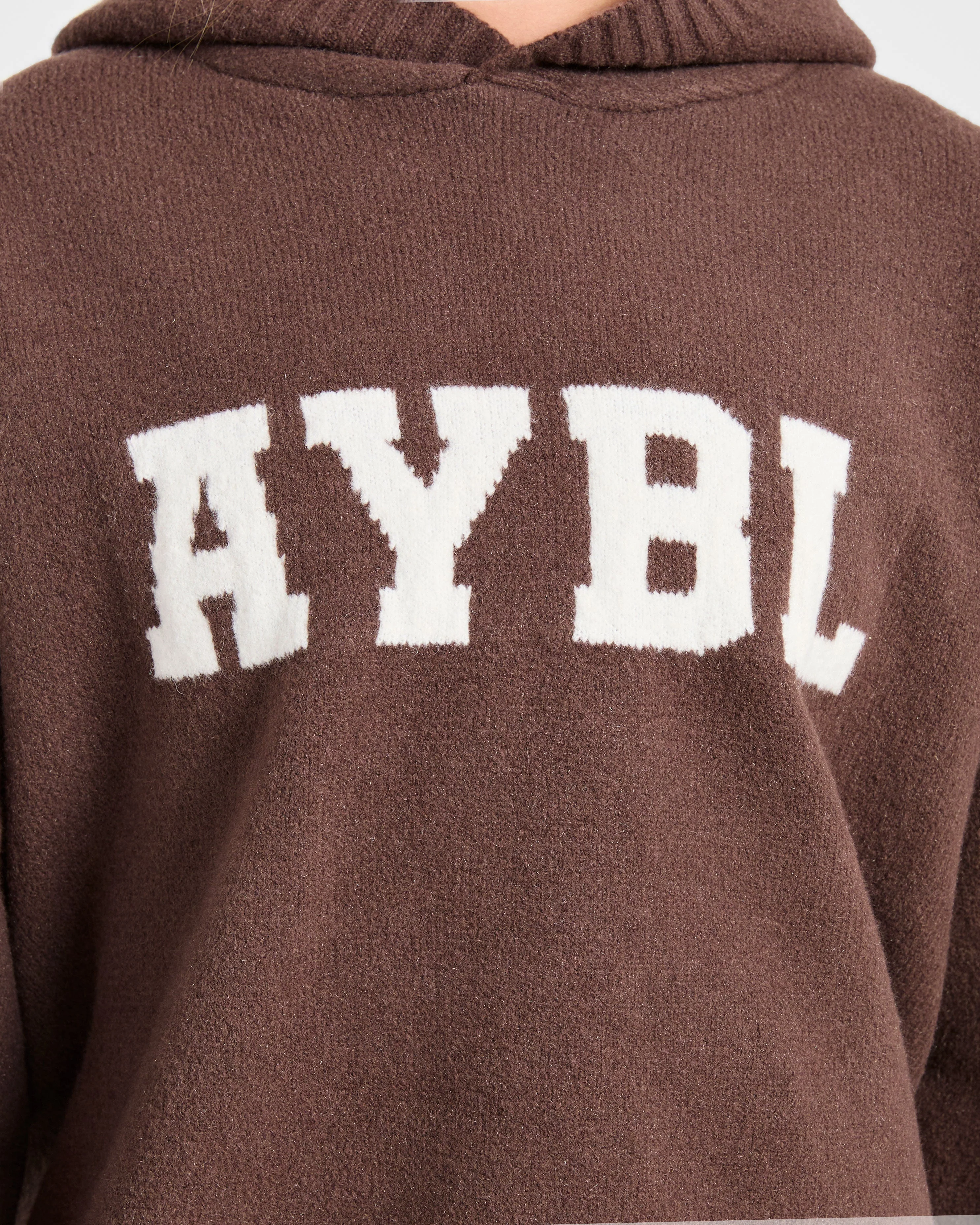 Varsity Oversized Knitted Hoodie - Bruin - Image 6