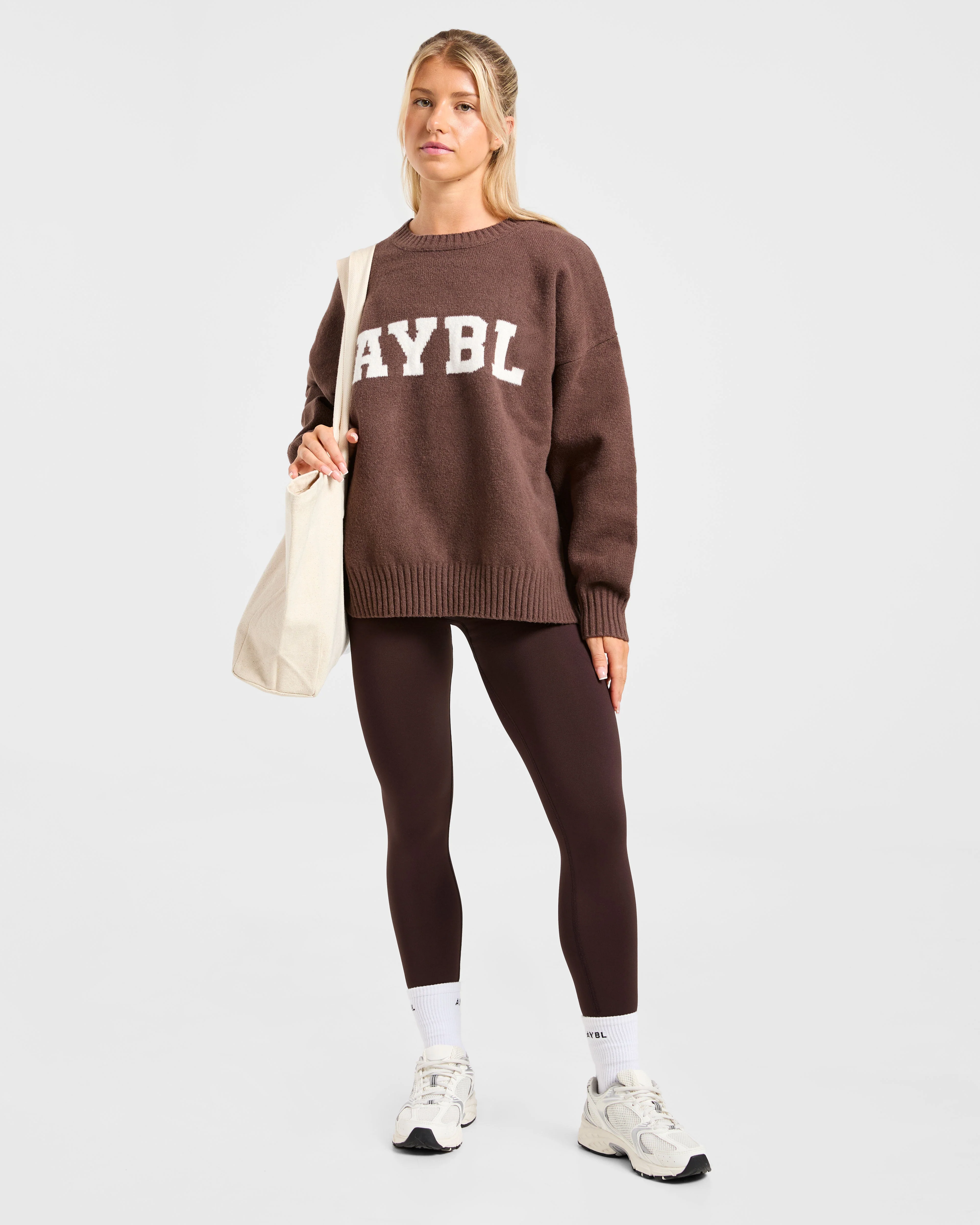 Varsity Oversized Knitted Sweater - Bruin - Image 8