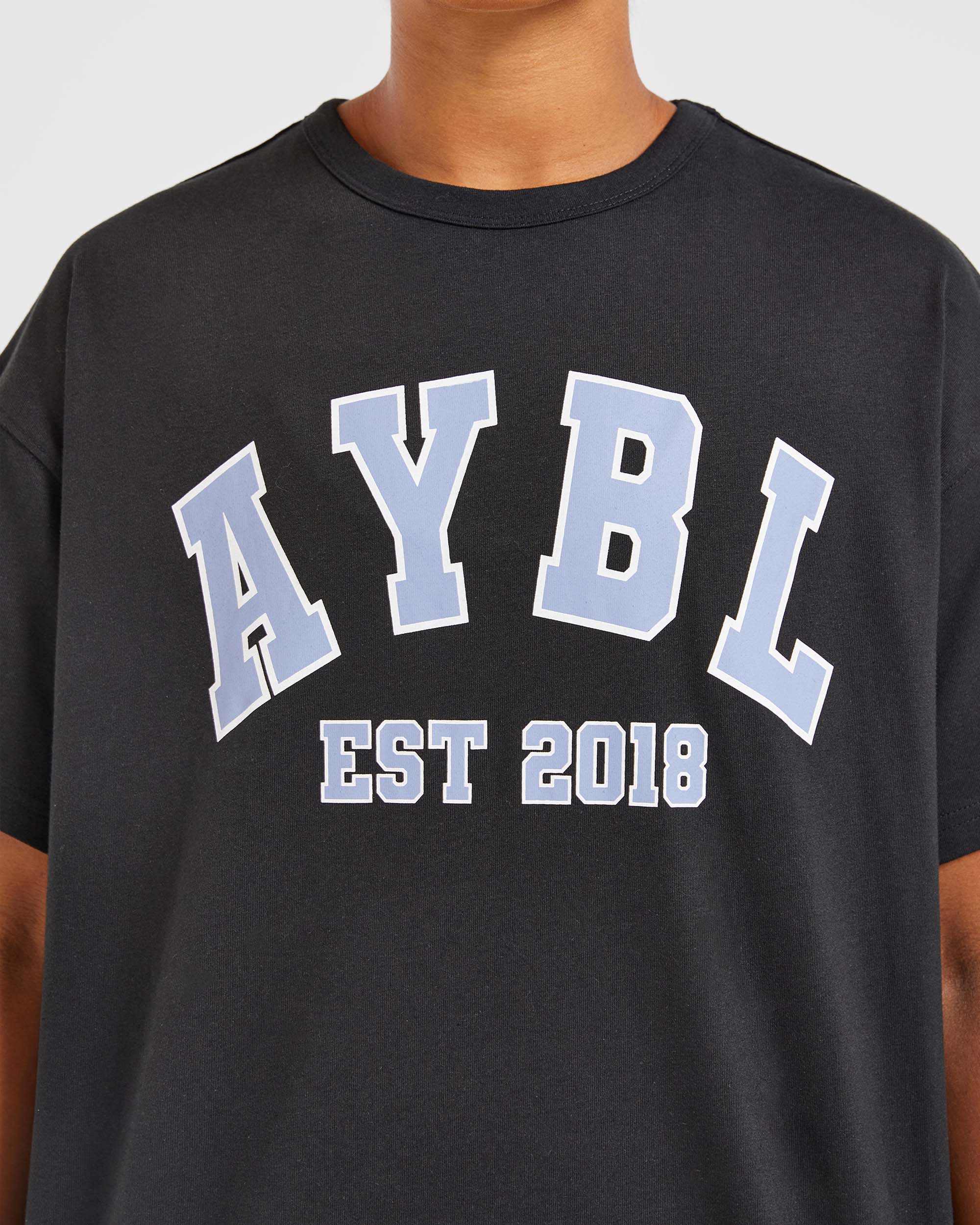 Varsity Oversized T Shirt - Zwart/Blauw - Image 5