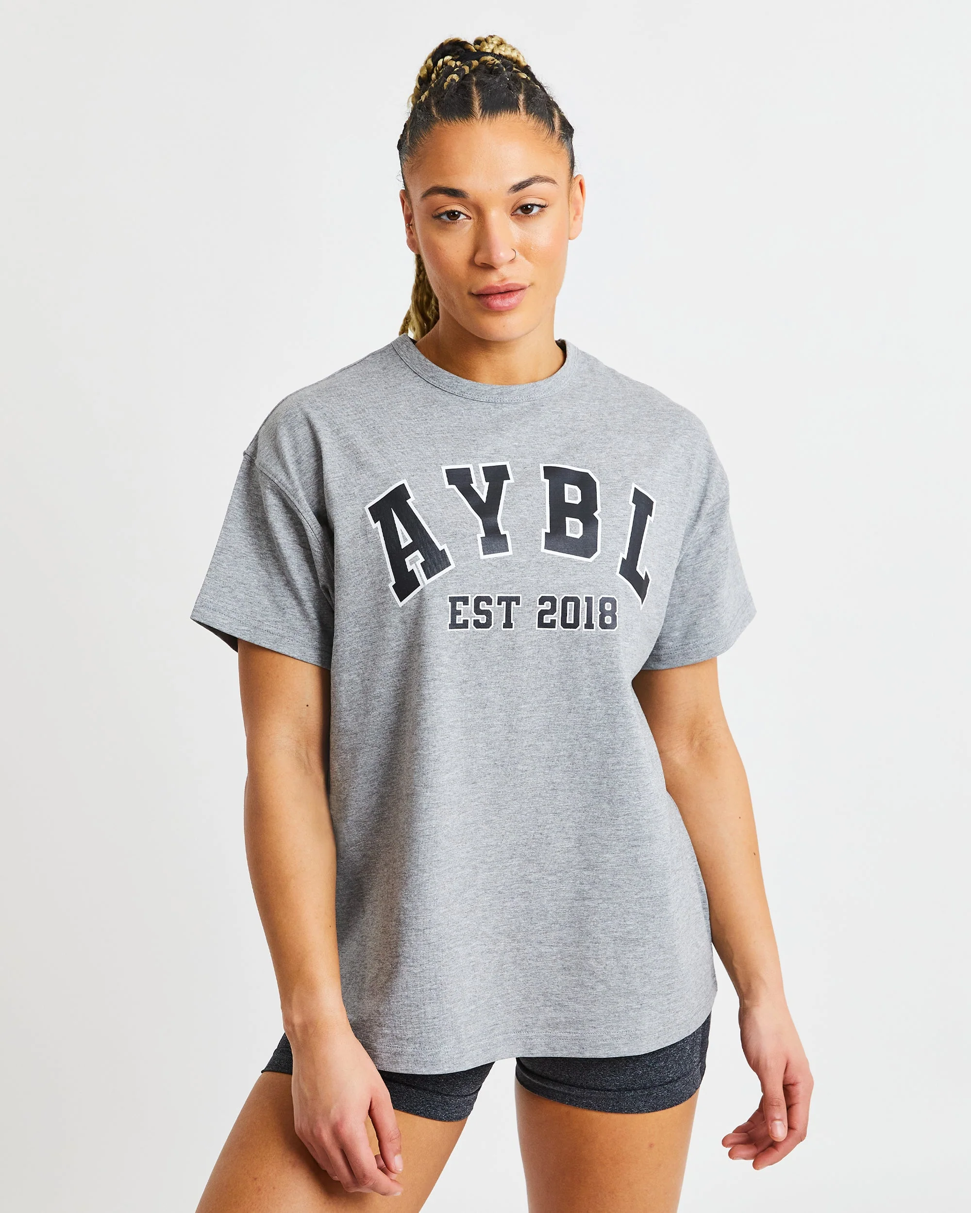Varsity Oversized T Shirt - Heather Grijs - Image 9
