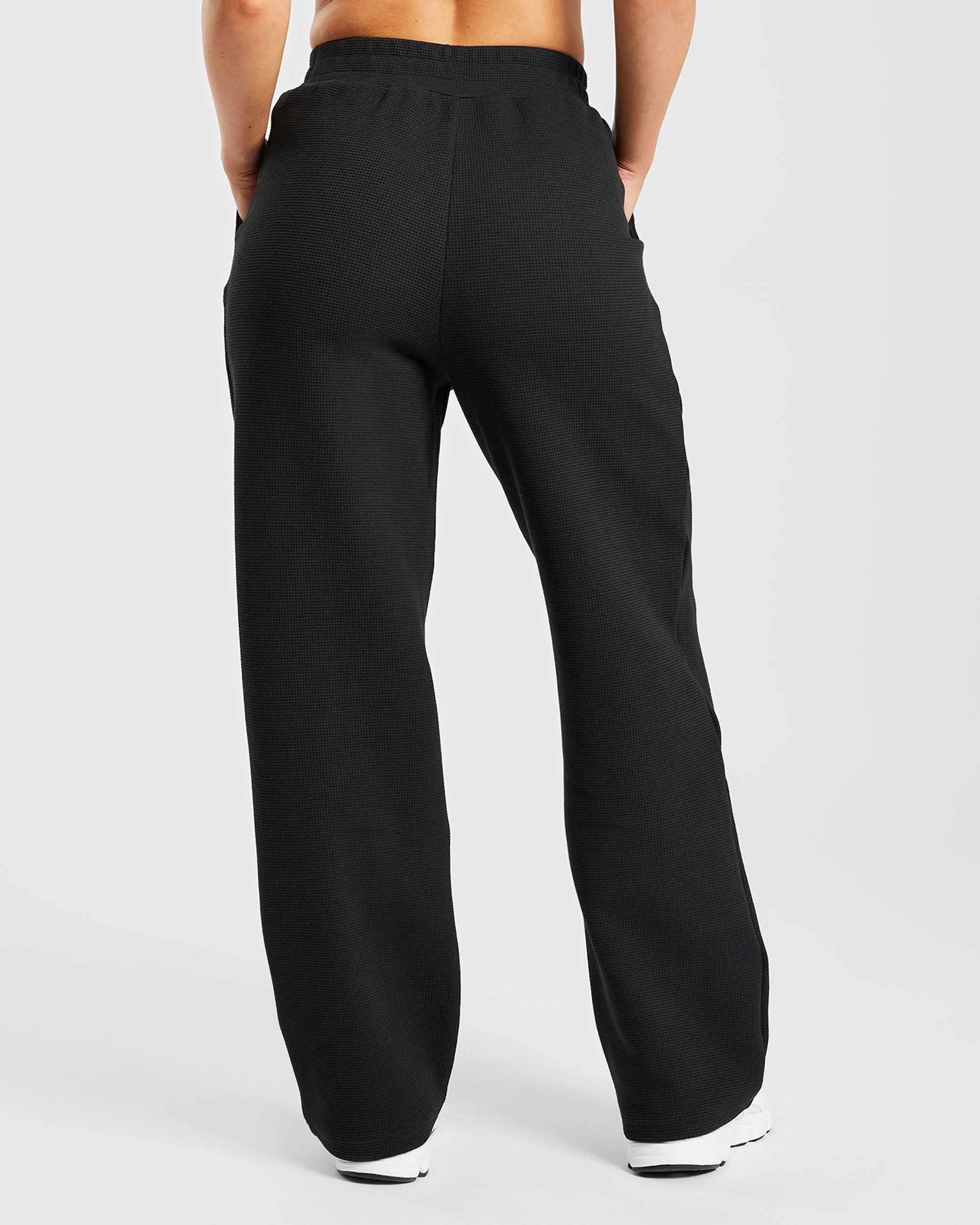 Waffle Straight Leg Joggers - Zwart - Image 2